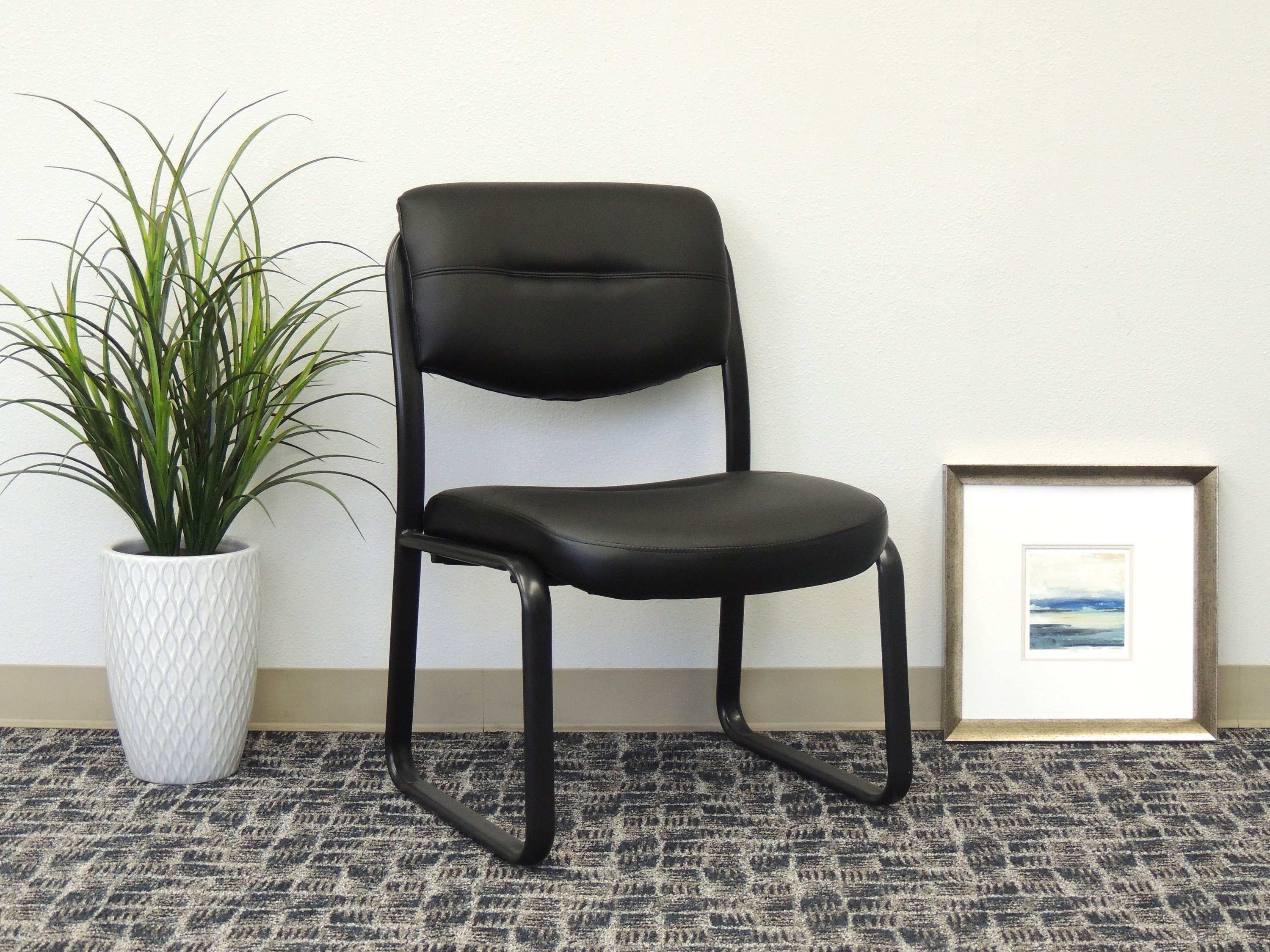 Black Leather Office Side Chair-3