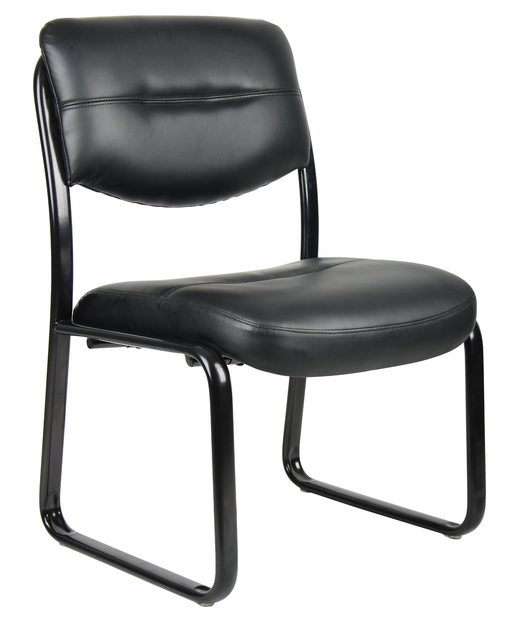 Black Leather Office Side Chair-4