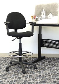 Black Contoured Adjustable Drafting Office Chair With Arms-2