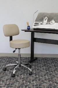 Beige Drafting Office Chair with Back-3