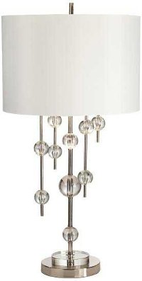 32 Inch New York Polished Nickel and Glass Table Lamp