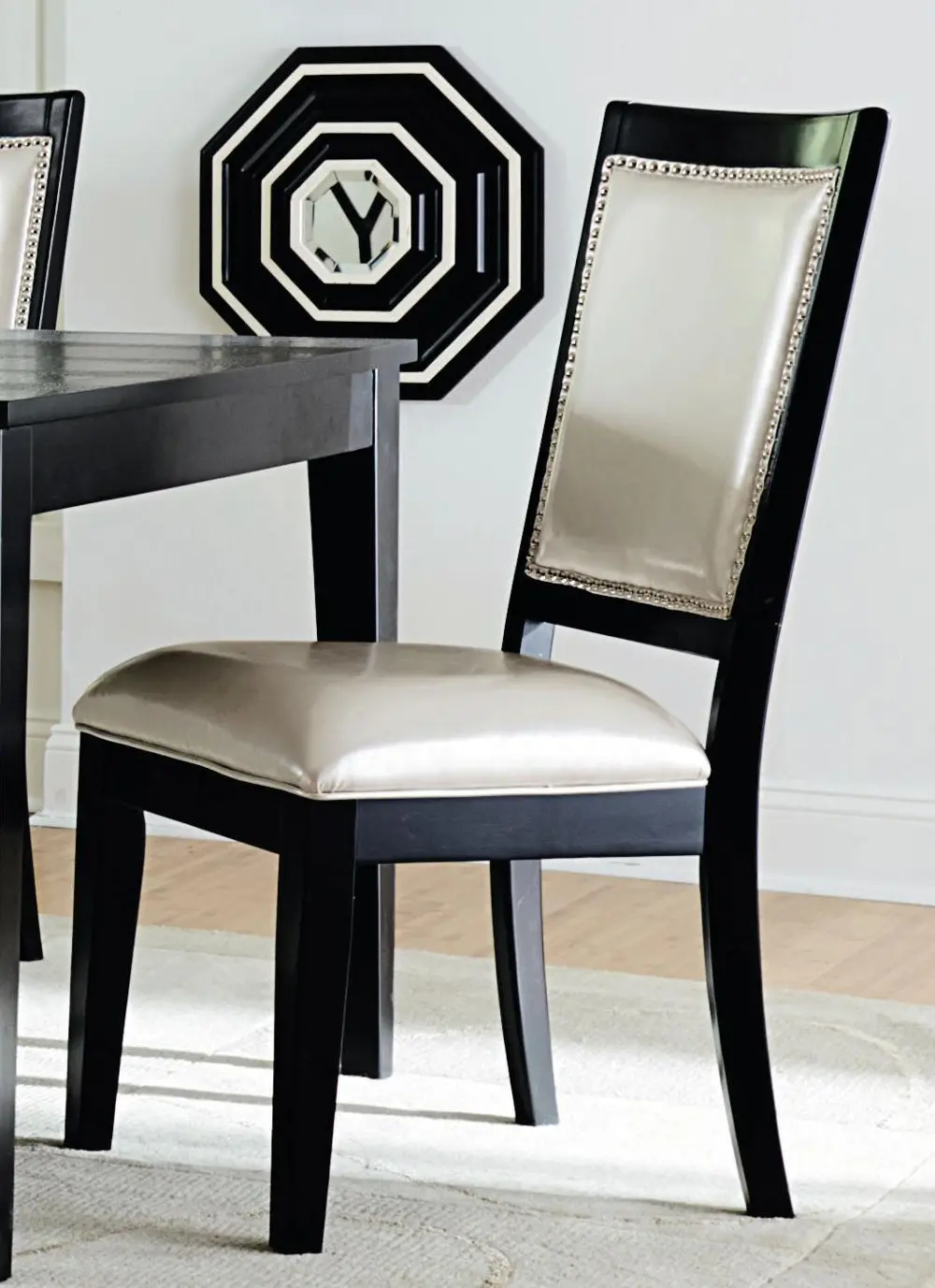 Glamour Black & Cream Upholstered Side Chair-1