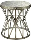 Clearance Hammered Top Antique Nickel Metal Accent Table