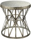 Hammered Top Antique Nickel Metal Accent Table