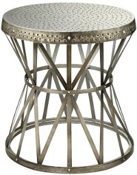 Hammered Top Antique Nickel Metal Accent Table