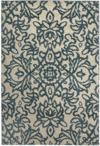 8 x 11 Large Ivory and Blue Rug - Augusta