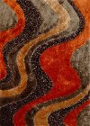 5 x 7 Medium Orange and Brown Area Rug - Viscose