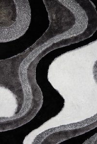 5 x 7 Medium Black and Gray Area Rug - Viscose