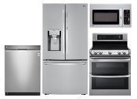 LG-SS-4PC-ELE-KIT LG 4 Piece Electric Kitchen Appliance Package with Double Oven Range - Stainless Steel