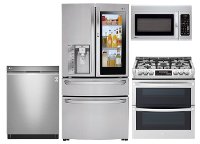 LG-SS-4PC-GAS-KIT LG 4 Piece Gas Kitchen Appliance Package with 29.7 cu. ft. French Door Refrigerator - Stainless Steel