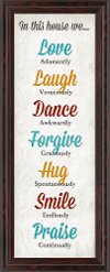 Multi Color In This House Vertical Framed Wall Art