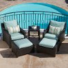 OP-PELCLB5-BLS-K 5 Piece Wicker Chair and Ottoman Set - Deco