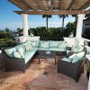 Blue 9 Piece Wicker Sectional Set - Deco