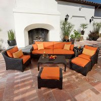 OP-PESS9-TKA-K 9 Piece Wicker Sectional & Chair Set - Deco