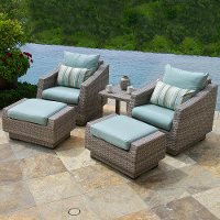 OP-PECLB5-CNS-BLS-K Blue 5 Piece Wicker Patio Set - Cannes