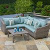 Blue 4 Piece Wicker Outdoor Sectional - Cannes
