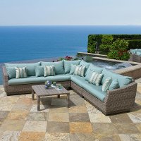 OP-PESS6-CNS-BLS-K 6 Piece Wicker Sectional and Table Set - Cannes