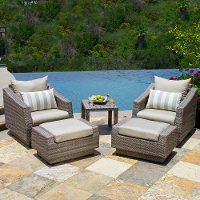 OP-PELCLB5-CNS-SLT-K 5 Piece Outdoor Wicker Chair and Ottoman Set - Cannes