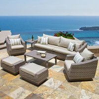 OP-PESS8-CNS-SLT-K Slate 8 Piece Wicker Sofa & Chair Set - Cannes