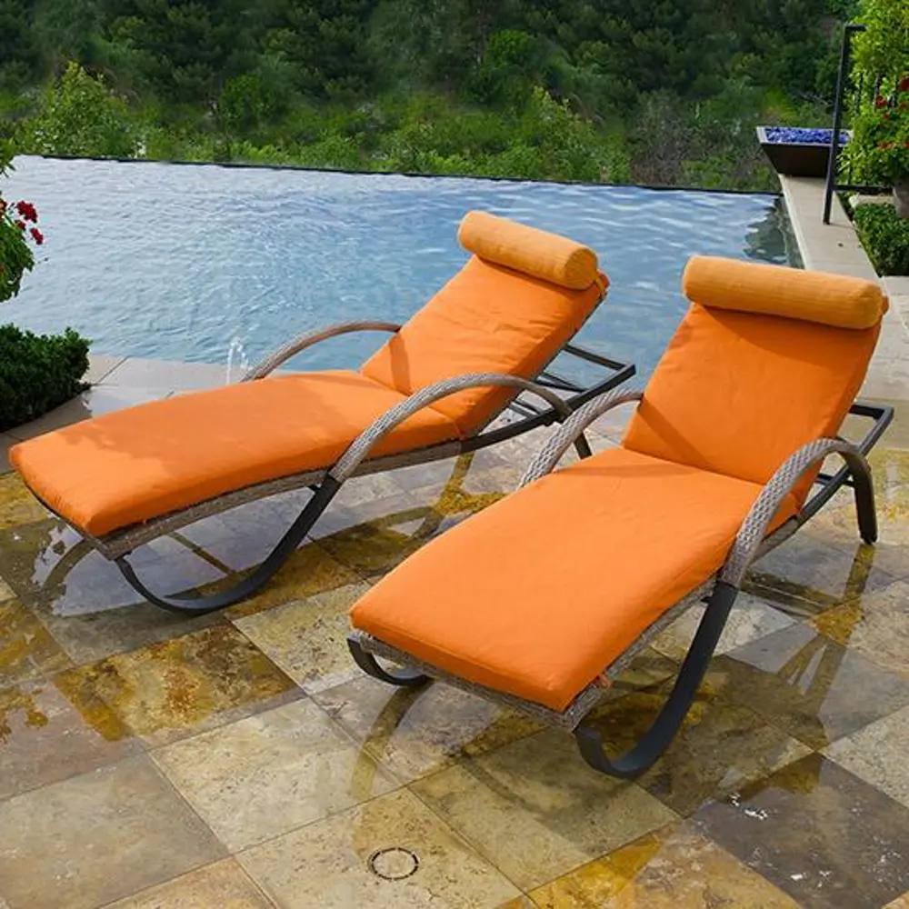 Cannes Set of 2 Tikka Orange Outdoor Chaise Lounge Chairs-1