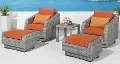 Cannes Tikka Orange 5 Piece Wicker Patio Set