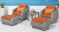 OP-PECLB5-CNS-TKA-K Tikka Orange 5 Piece Wicker Chair and Ottoman Set - Cannes