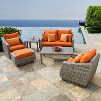OP-PEOSS6-CNS-TKA-K Tikka Orange 6 Piece Love Seat & Chair Set - Cannes