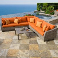OP-PESS6-CNS-TKA-K Tikka Orange 6 Piece Sectional & Table Set - Cannes