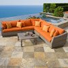 Tikka Orange 6 Piece Wicker Sectional & Table Set - Cannes