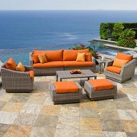 OP-PESS8-CNS-TKA-K Tikka Orange 8 Piece Wicker Sofa & Chair Set - Cannes