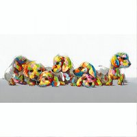 Multi-Color 'Patchwork Puppies' Canvas Wall Art