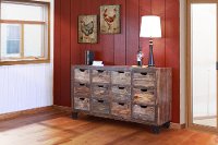 Antique Rustic Brown 12 Drawer Console