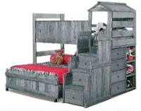 Fort Driftwood Rustic Twin-over-Full Loft Bed