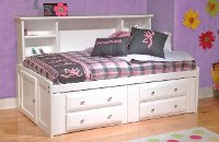 White Twin Contemporary RoomSaver Storage Bed - Laguna