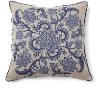 Indigo Blue Embroidered Throw Pillow