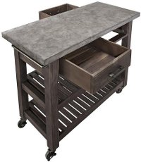 Concrete Top/ Wood Kitchen Cart - Concrete Chic-2