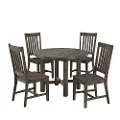 5134-308 Brown 5 Piece Round Dining Set - Concrete Chic