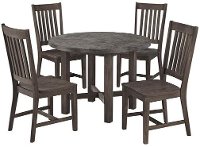 Brown 5 Piece Round Dining Set - Concrete Chic-2