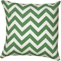 Green and White Chevron Throw Pillow