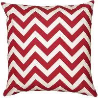 Red and White Chevron Throw Pillow