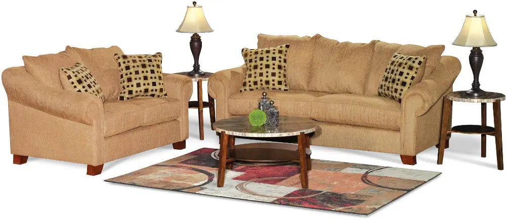 Rialto 2 Piece Pecan Upholstered Room Group-1