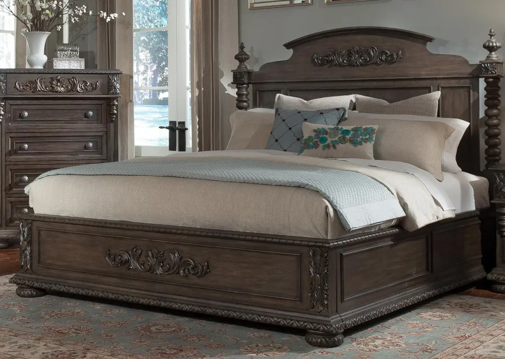Versailles Pewter Brown Queen Bed-1