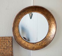 Round Antique Gold Metal Mirror
