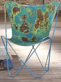 Blue Rustic Iron Butterfly Chair