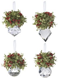 Assorted Mistletoe and Crystal 5 Inch Ornament