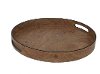Brown Round Tray With Cut Out Handles