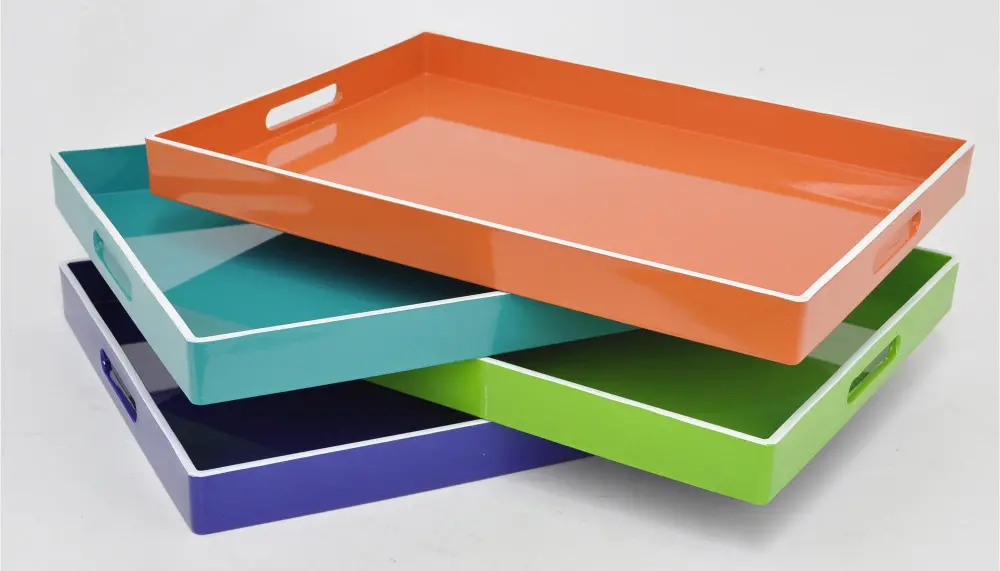 Assorted Colored Tray With Cut Out Handles-1