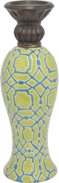 14 Inch Lime and Turquoise Candle Holder