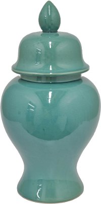 Teal Temple Ceramic Jar