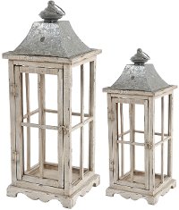 27 Inch Distressed White Lantern